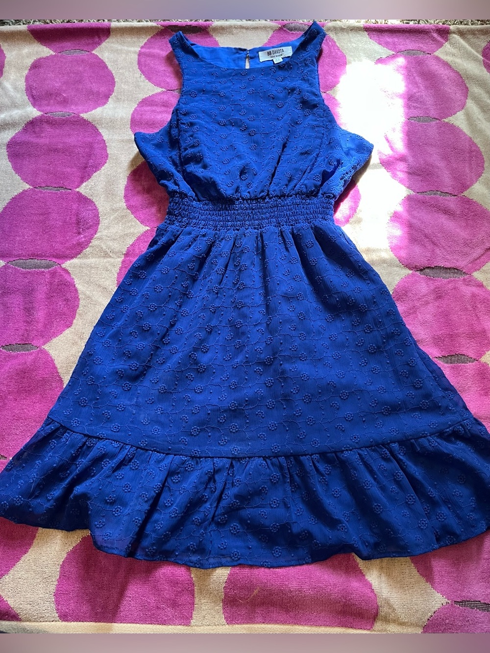 BB Dakota Cinch Waist Ruffle Hem Dress